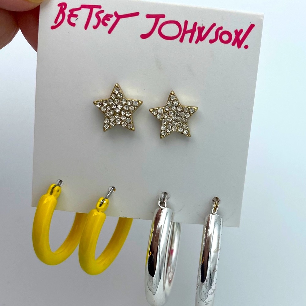 NWT Betsey Johnson Stars & Hoops 1980’s Style Earrings Set!